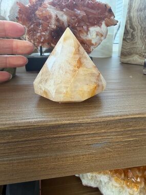 Polished Diamond shaped Golden Healer crystal- Golden Yellow